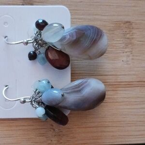 French Wire Faceted Stone Dangle Earrings